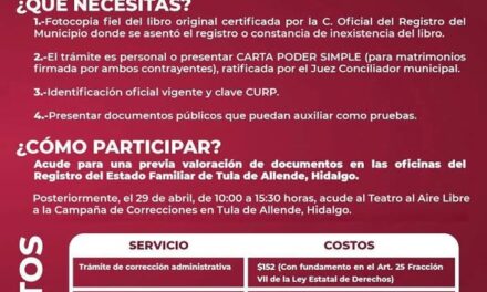 El gobierno municipal de Tula de Allende te invita a regularizar tu identidad legal de manera sencilla y accesible.