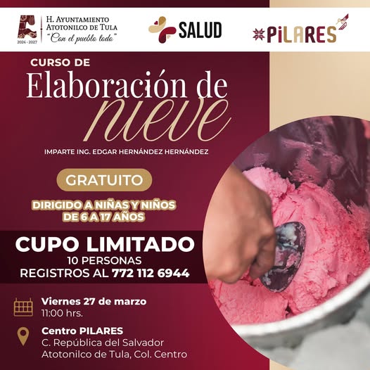 Organizan Taller de elaboración de nieves dirigida a niñas y niños en Atotonilco de Tula