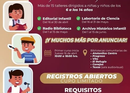 Lanzan programa de talleres artísticos y de aprendizaje para niñas y niños de Atotonilco de Tula