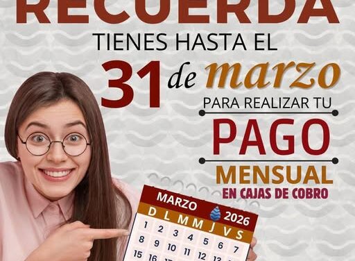Hoy 31 de marzo es el último día para realizar tu pago de agua potable y alcantarillado en Tepeji del Río
