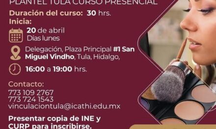 El gobierno municipal de Tula en conjunto con ICATHI, te invita a formar parte del curso de automaquillaje