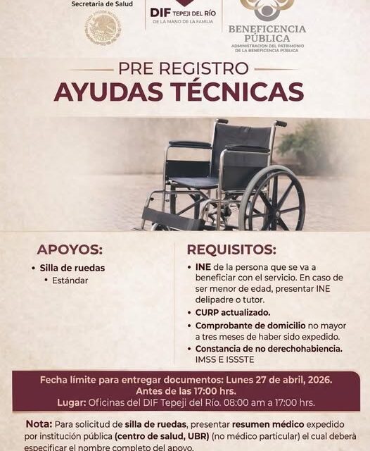Si tú o algún familiar requiere silla de ruedas, aún pueden realizar su PRE-REGISTRO