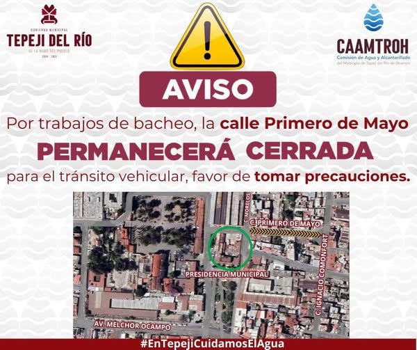 Personal de la Comisión de Agua de Tepeji realiza trabjos de bacheo