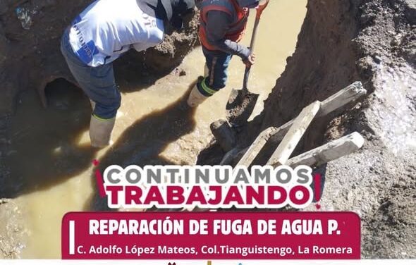 CAAMTROH repara fuga de agua en la comunidad de Tianguistengo