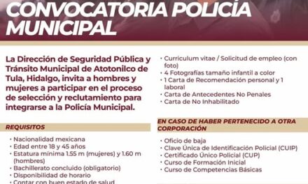 Convocatoria 2026: Únete a la Policía Municipal de Atotonilco de Tula