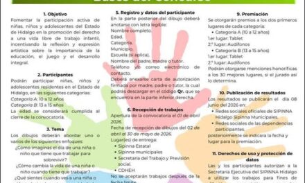 SIPINNA Tula invita a participar en el concurso estatal de dibujo “Por una infancia libre de trabajo infantil”