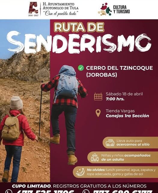 Continúan las rutas de senderismo en Atotonilco de Tula