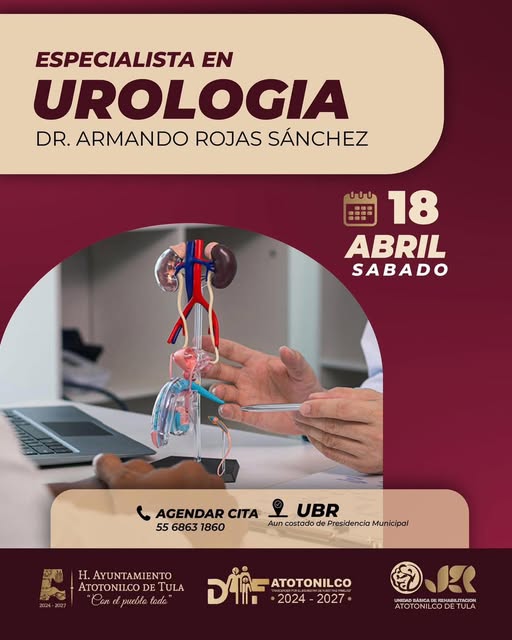 Habrá consulta médica con especialista en urología en la UBR de Atotonilco de Tula