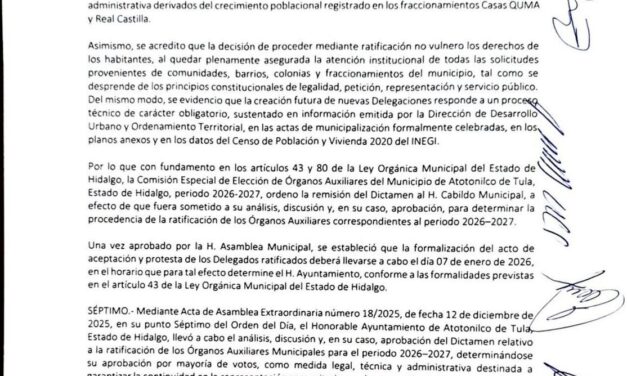 Dictamen emitido por la Comisión Especial para Delegados de Atotonilco de Tula