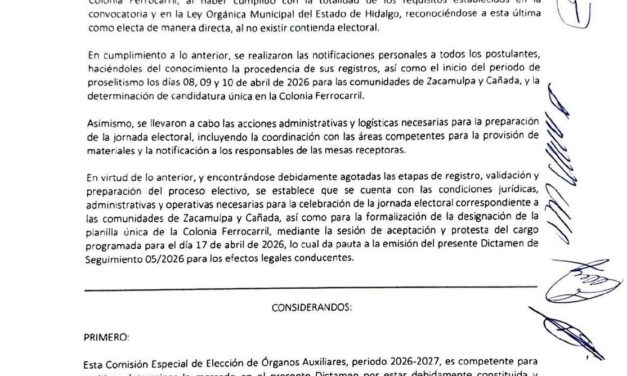 Dictamen emitido por la Comisión Especial para Delegados de Atotonilco de Tula