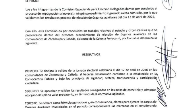 Dictamen emitido por la Comisión Especial para Delegados de Atotonilco de Tula