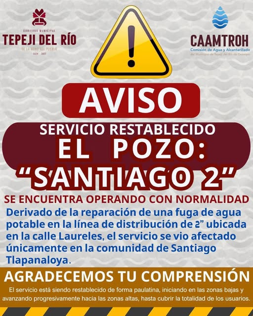 CAAMTROH concluye trabajos de reparación en linea de distribución del pozo Santiago 2