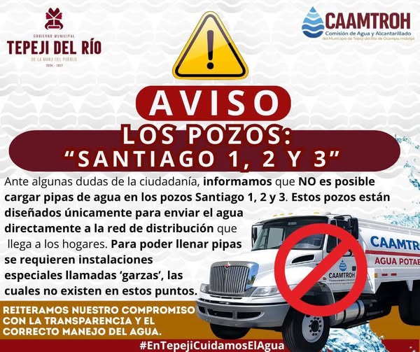 ¿Sabías que no es posible cargar pipas de los 3 pozos Santiago en Tepeji?