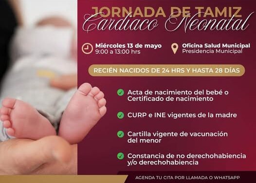 Habrá Jornada de Tamiz Cardiaco Neonatal en Atotonilco de Tula
