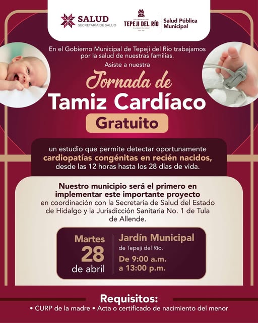 Habrá Jornada de Tamiz Cardíaco Gratuito en Tepeji del Río