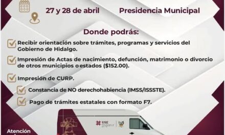 Las Unidades Móviles de Servicios Estatales estarán dando servicio en Tepeji del Río