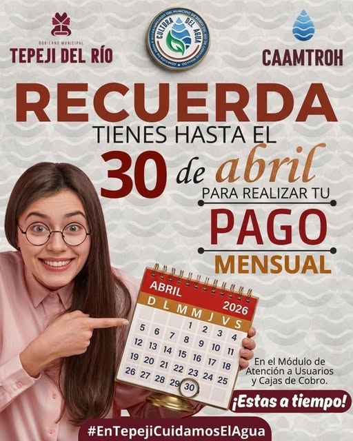 Evita filas de último momento o recargos innecesarios realizando el pago de tu servicio de agua potable antes de que termine el mes