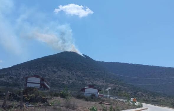 Elementos de PC Tepeji atienden incendio registrado en el Cerro de San Ildefonso