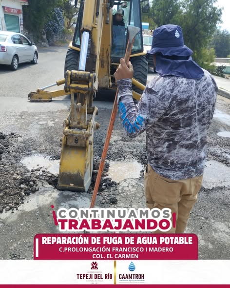 La CAMTROH realiza trabajos de reparación de fuga de agua potable