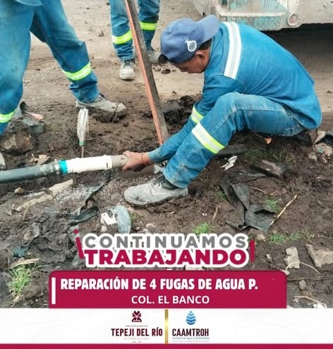 Reparan 4 fugas de agua potable en la localidad de El Banco