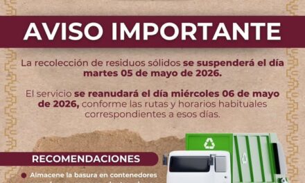 Este martes 5 de mayo se suspenderá la recolección de residuos sólidos en Tula de Allende