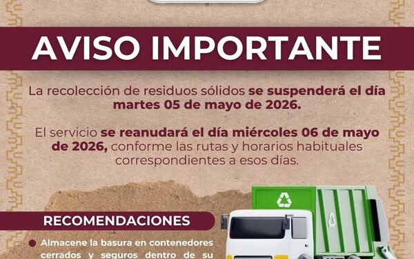 Este martes 5 de mayo se suspenderá la recolección de residuos sólidos en Tula de Allende