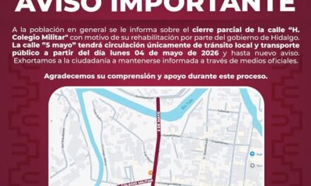 Habra cierre parcial a la circulación en calles de Tula por obra