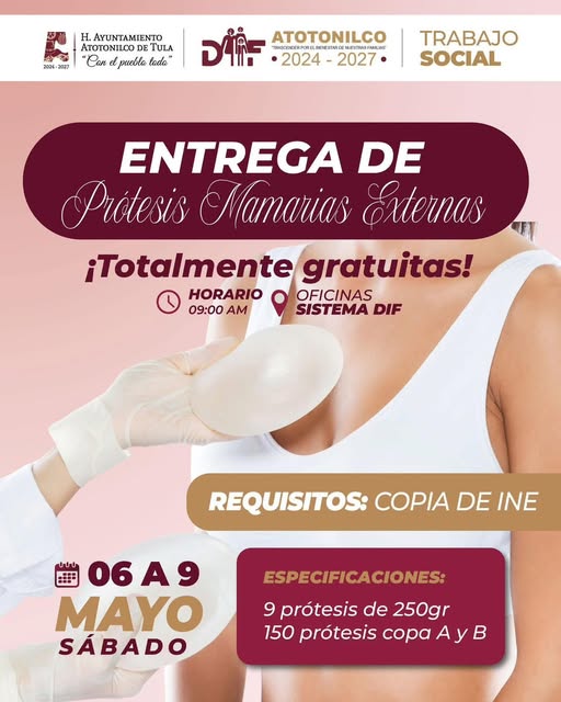Entregarán prótesis mamarias externas en Atotonilco de Tula