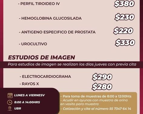 Aprovecha las promociones de laboratorio en la UBR de Atotonilco de Tula