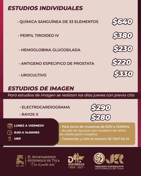 Aprovecha las promociones de laboratorio en la UBR de Atotonilco de Tula