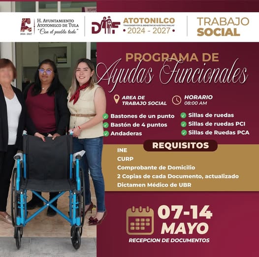 Inicia la recepción de documentos para Ayudas Funcionales en Atotonilco de Tula
