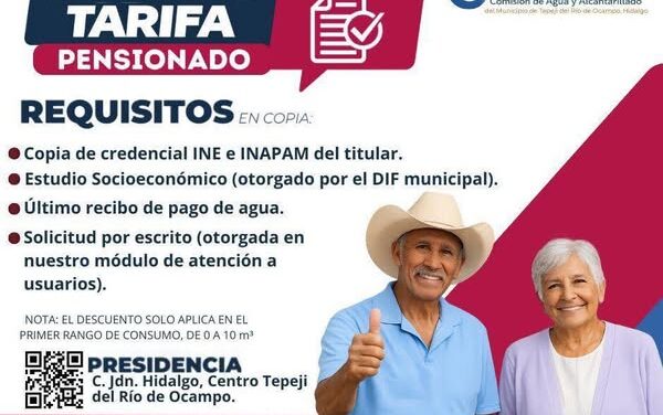 Conoce los requisitos para cambiar el consumo de agua a Tarifa Pensionado
