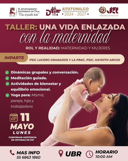Impartirán Taller «Una vida enlazada con la maternidad» en Atotonilco de Tula