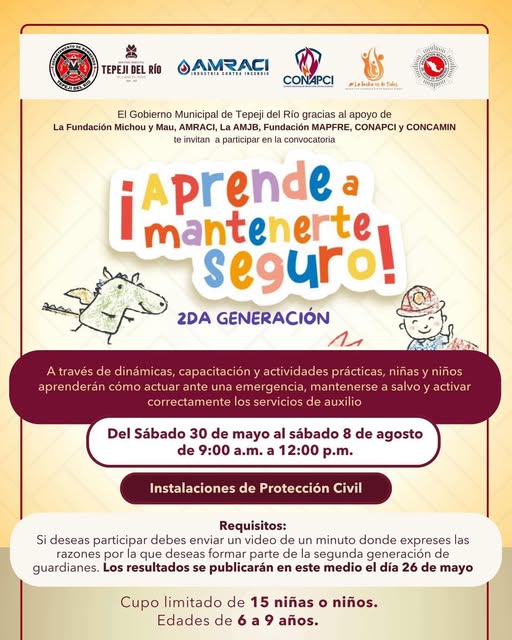 Invitan a niñas y niños a formar parte de la 2da Generación de “Aprende a Mantenerte Seguro” en Tepeji
