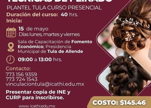Impartirán Curso de Técnicas de Peinado en Tula de Allende