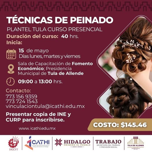 Impartirán Curso de Técnicas de Peinado en Tula de Allende