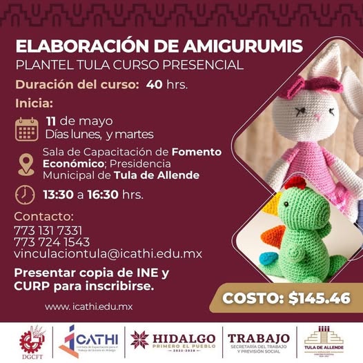 Fomentan en autoempleo con curso de elaboración de amigurumis en Tula