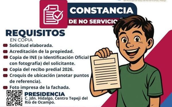 La Comisión de AguaTepeji informa los requisitos para tramitar una constancia de no servicio