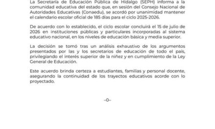SEP mantendrá calendario oficial de 185 días; el ciclo escolar concluirá el 15 de julio