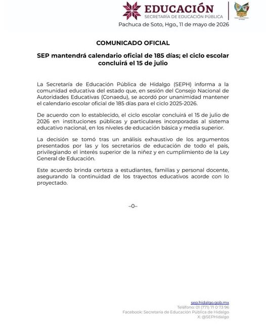 SEP mantendrá calendario oficial de 185 días; el ciclo escolar concluirá el 15 de julio