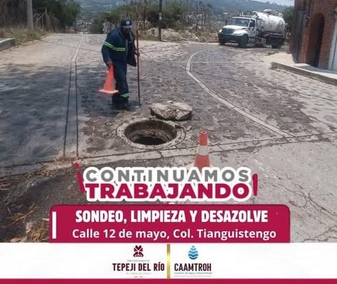Personal de la Comisión de Agua Tepeji realiza labores de reparación y mantenimiento