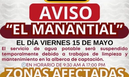 Suspenderán servicio de agua potable por trabajos de mantenimiento en Tepeji del Río