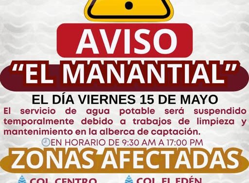 Suspenderán servicio de agua potable por trabajos de mantenimiento en Tepeji del Río