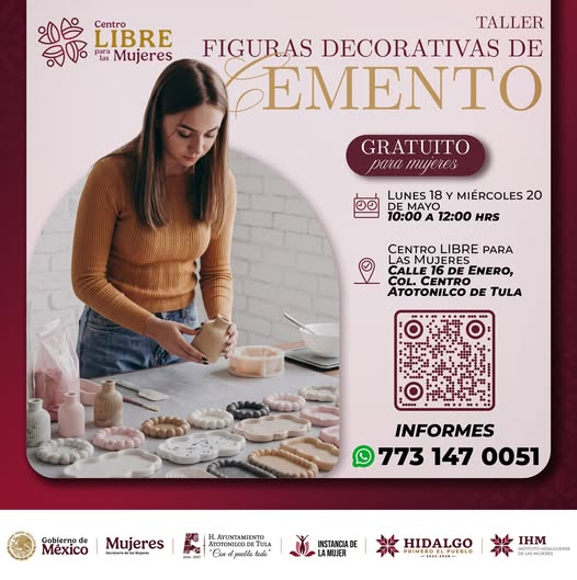 Invitan a participar en el taller de Figuras Decorativas de Cemento en Atotonilco de Tula