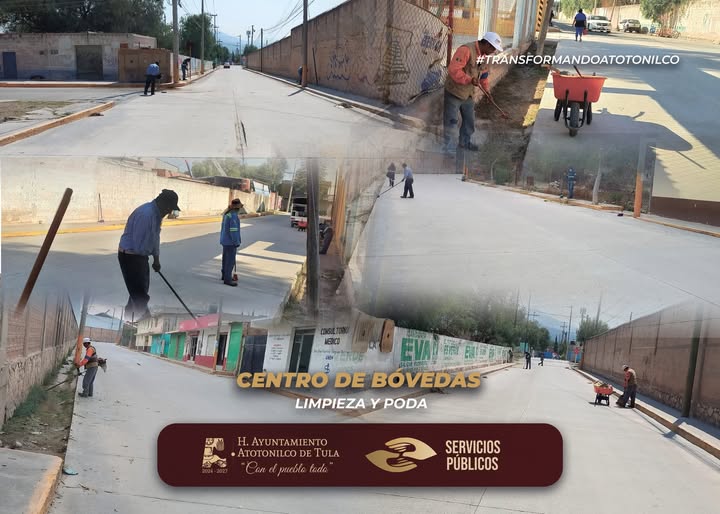 Continúan jornadas de mantenimiento en espacios públicos de Atotonilco de Tula