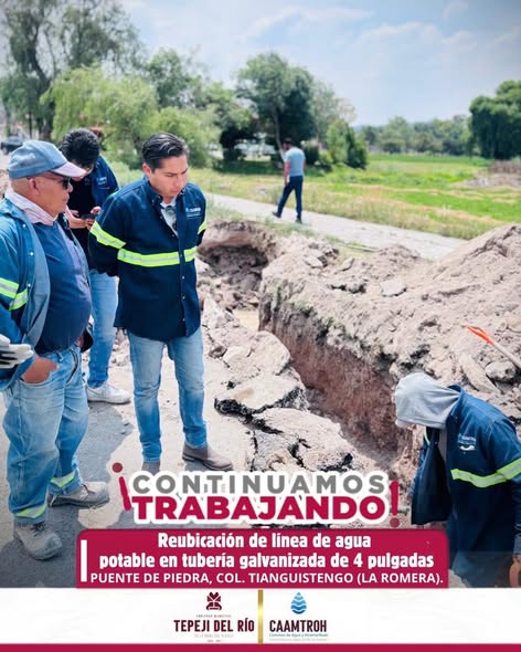 La CAAMTROH continúa labores de reubicación de línea de agua potable en el puente La Romera