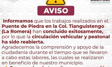 Concluyen trabajos de reubicación de linea de agua potable en Tepeji