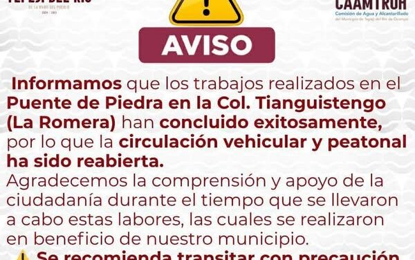 Concluyen trabajos de reubicación de linea de agua potable en Tepeji
