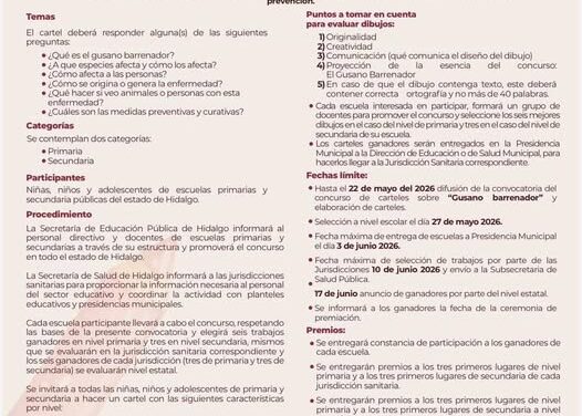 Tepeji del Río invita a participar en el 1er Concurso de Dibujo Infantil “Gusano Barrenador”