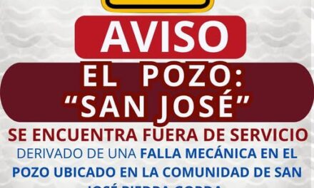 Suspenden servicio de agua potable por falla mecánica en el pozo San José